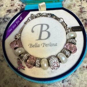 Bella Perlina pink breast cancer charm bracelet.